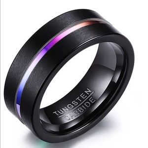 Tungsten Carbide Steel Black/Purple Band Ring